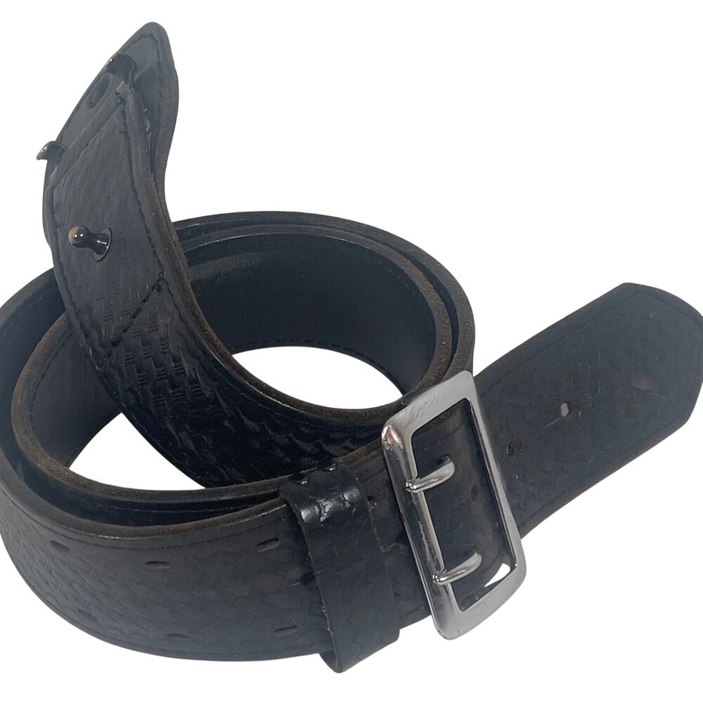 LawPro Basketweave Black Leather Garrison Work Duty Belt Size 40 Made USA
